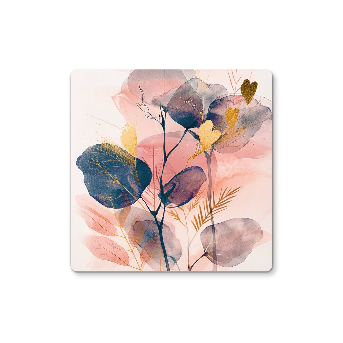 Peachy Blue Golden Flora Escape  Coaster - D'Sare