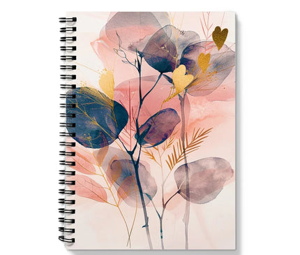 Peachy Blue Golden Flora Escape  Notebook - D'Sare