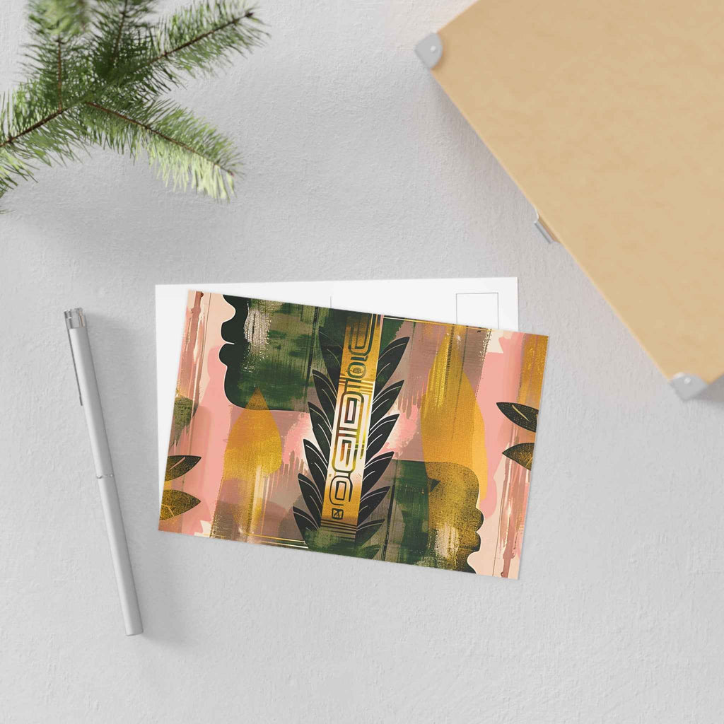 Fine Art Postcards — Echos of Duality: Golden Pink Reflection Classic Postcard