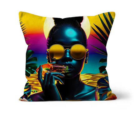 Tropical Sunset Dreams : Neon Vibes  Cushion - D'Sare