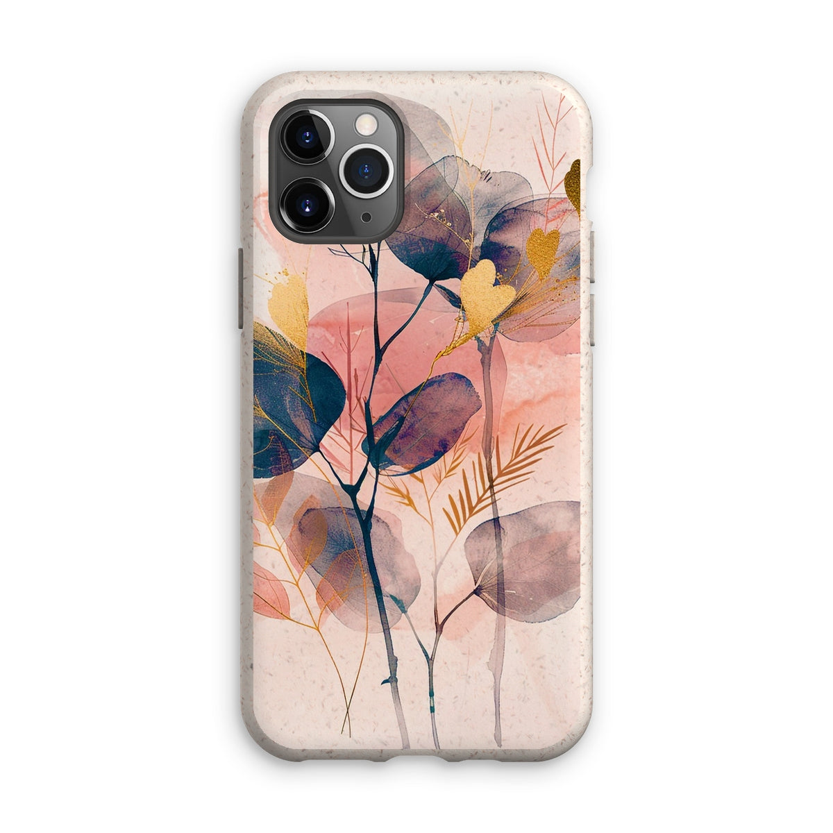 Peachy Blue Golden Flora Escape  Eco Phone Case - D'Sare