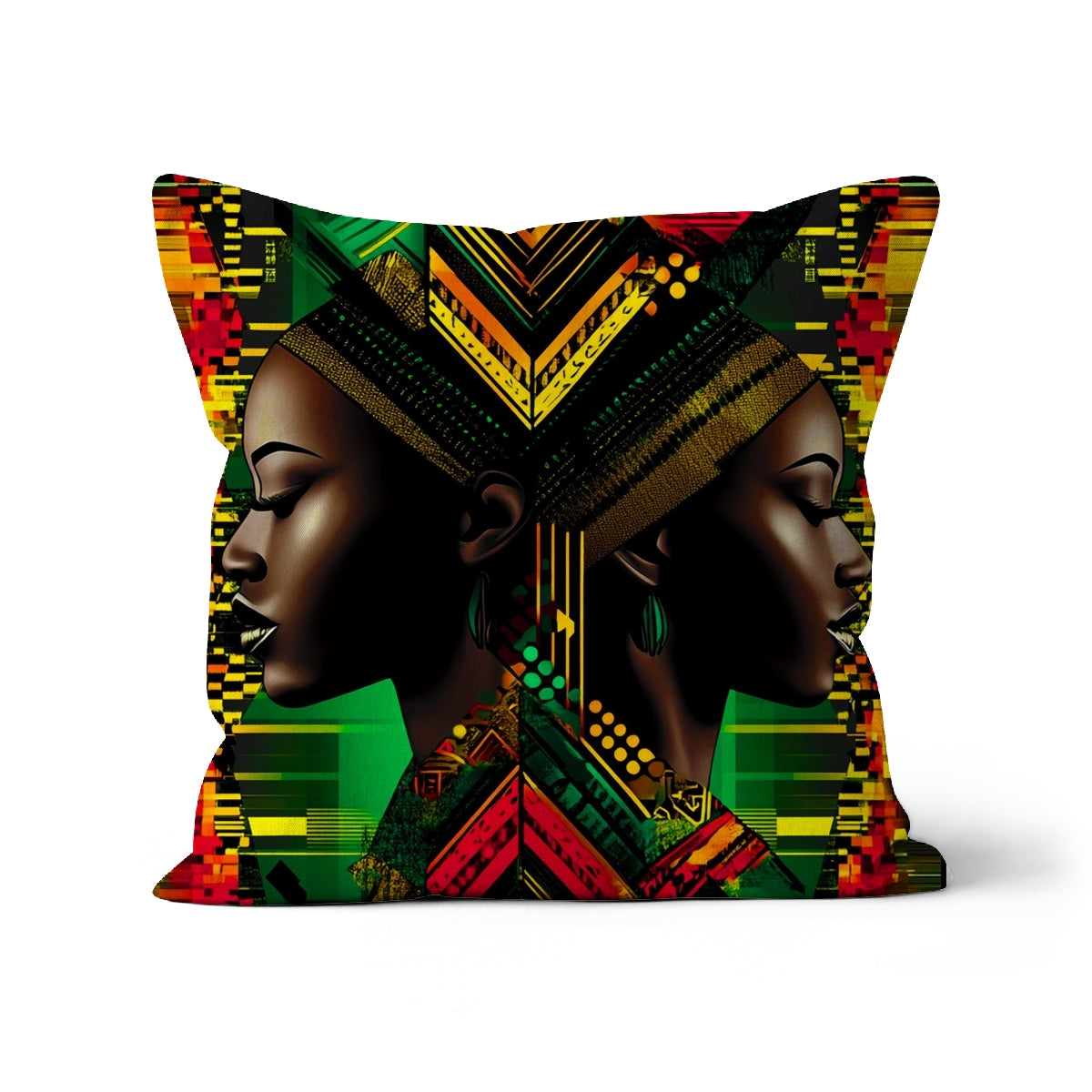 African Print Red Green Yellow Twin Energy  Cushion - D'Sare