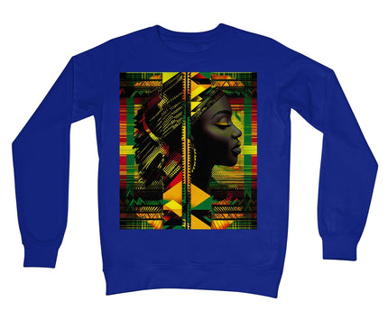 Abstract Red and Green Black Queen Fusion Crew Neck Sweatshirt