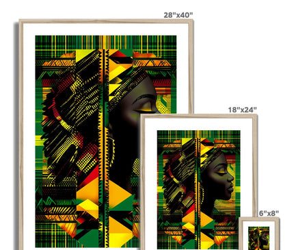 Abstract Red and Green Black Queen Fusion Framed & Mounted Print