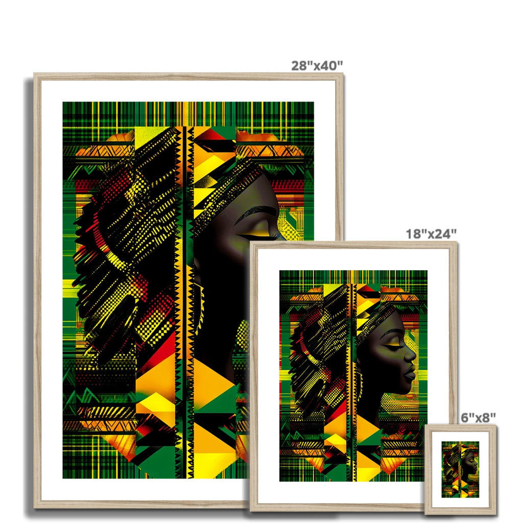 Abstract Red and Green Black Queen Fusion Framed & Mounted Print