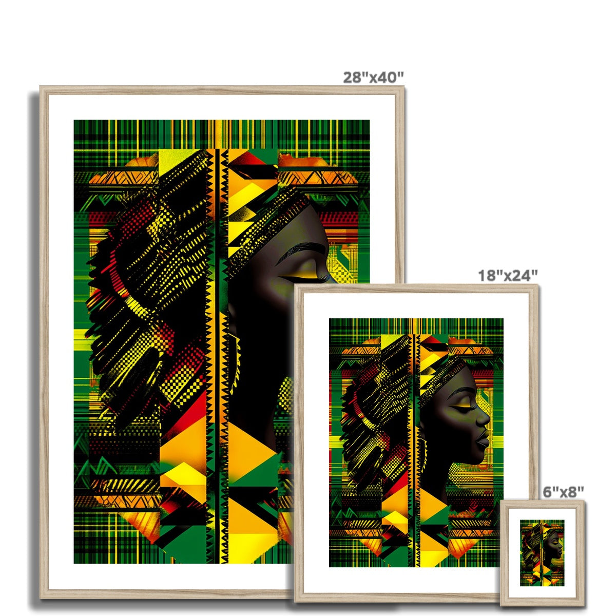 Abstract Red and Green Black Queen Fusion Framed & Mounted Print