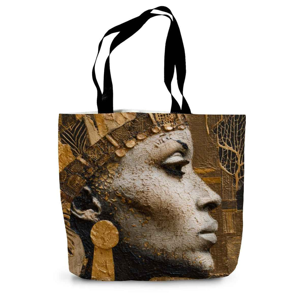 Afrocentric Golden Empress Canvas Tote Bag Durable 360 GSM Black Handles