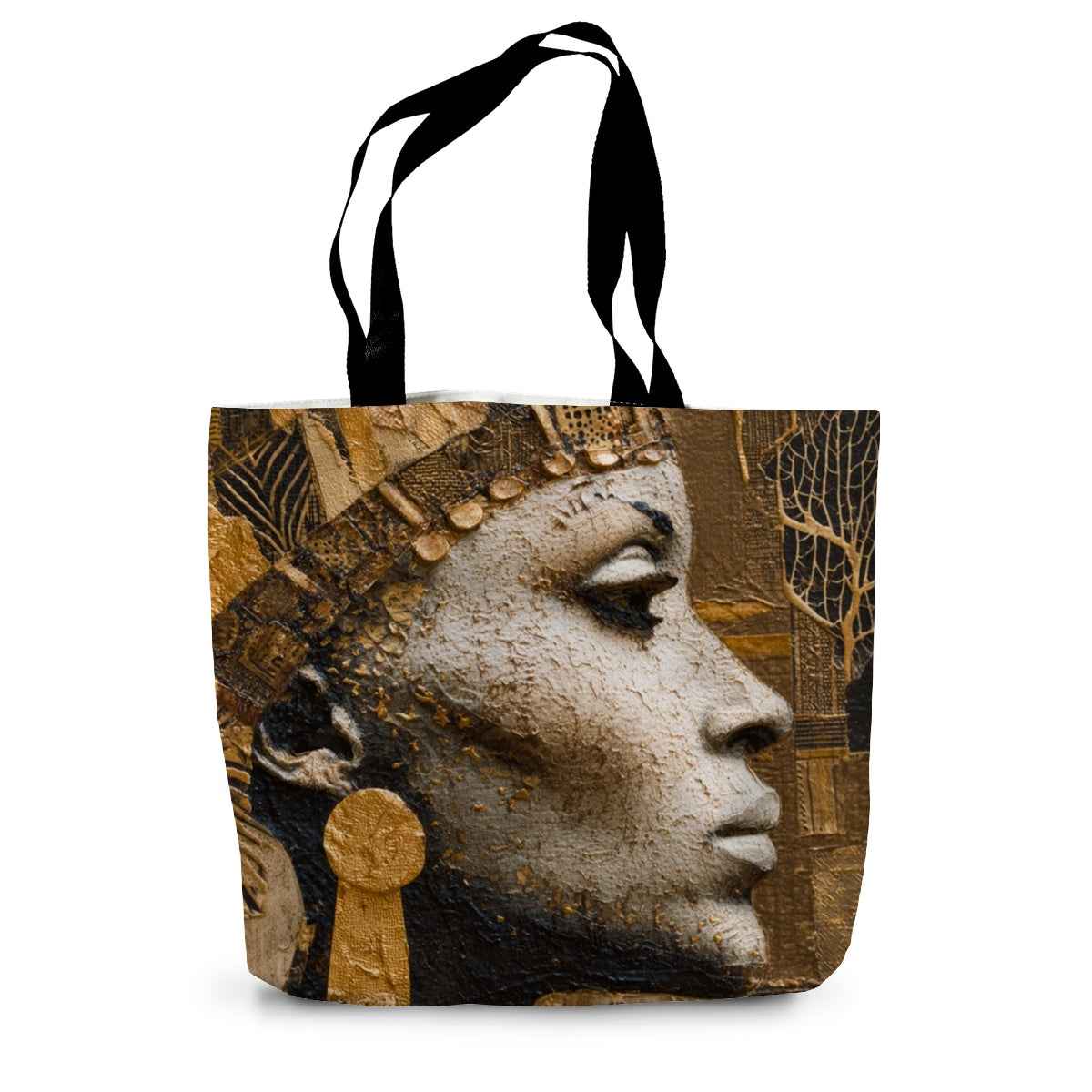 Afrocentric Golden Empress Canvas Tote Bag Durable 360 GSM Black Handles