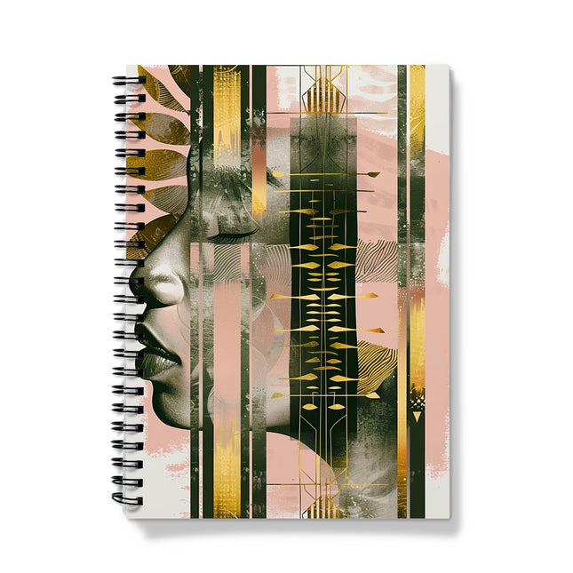 Echoes of Life: Afrocentric Meditation Peach and Gold Abstract Art Eclectic  Notebook