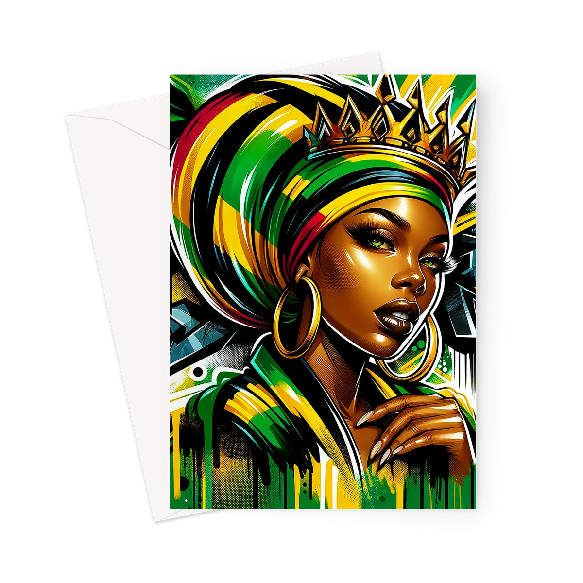 Gift For Her Rasta Queen Street Black Women Gift Greeting Card by Prodigi
