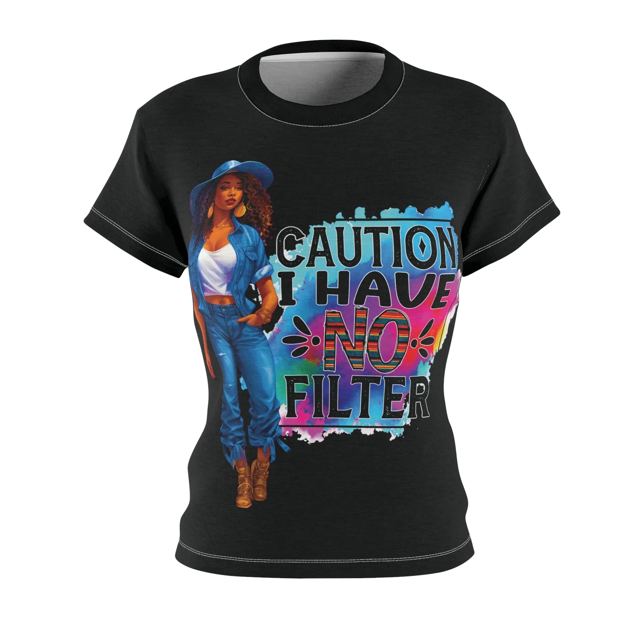 Empowering Black Woman Gift - Caution I Have No Filter Women's Tee, Perfect Present For Her, Bold Statement Casual Top - D'Sare