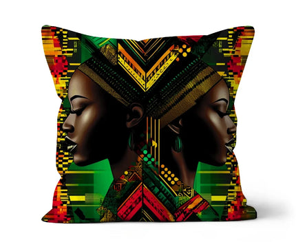 African Print Red Green Yellow Twin Energy  Cushion - D'Sare