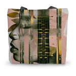 Echoes of Life: Afrocentric Meditation Peach and Gold Abstract Art Eclectic  Canvas Tote Bag