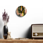 Echoes of Life:  Afrocentric Peach and Gold Abstract Art Eclectic Wall Clock - D'Sare