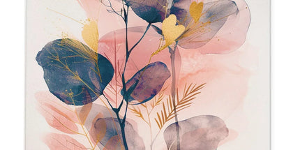 Peachy Blue Golden Flora Escape Glass Chopping Board by Prodigi