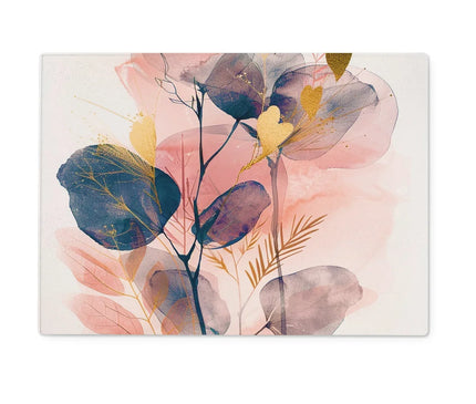 Peachy Blue Golden Flora Escape  Glass Chopping Board - D'Sare