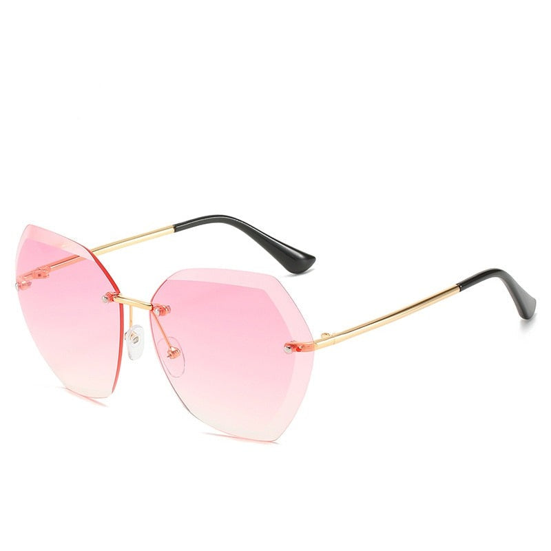Vintage Fashion Oversized Rimless Sunglasses - Square Sunglasses for Women