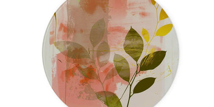 Peach Golden Leafy Escape 06 Glass Eclectic Art Chopping Board by Prodigi