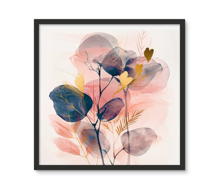 Peachy Blue Golden Flora Escape  Framed Photo Tile - D'Sare