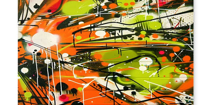 Neon Splatter Symphony: Urban Graffiti Art Placemat by Prodigi