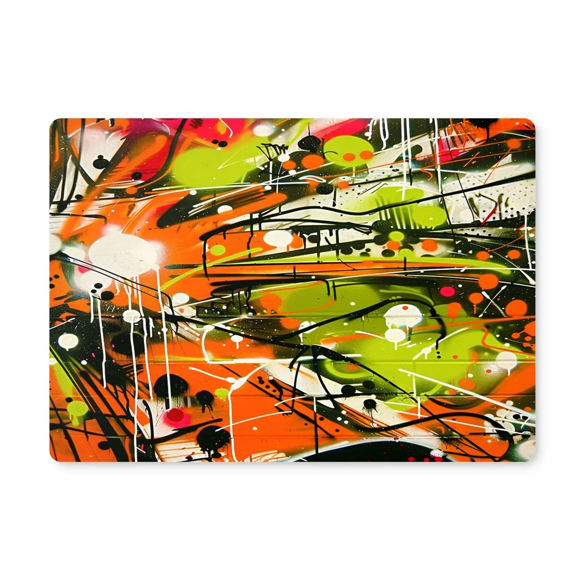 Neon Splatter Symphony: Urban Graffiti Art Placemat - D'Sare