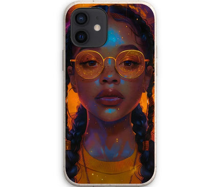 Solar Flare Radiant Soul  Beautiful Black Girl  Eco Phone Case - D'Sare