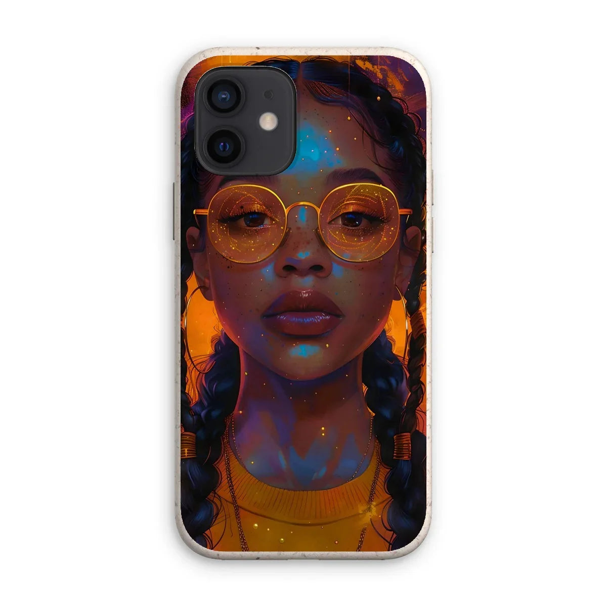 Solar Flare Radiant Soul  Beautiful Black Girl  Eco Phone Case - D'Sare