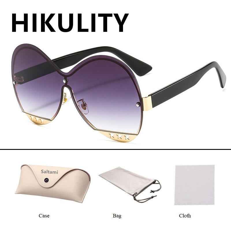 Gradual Color Runway Sunglasses Female Fashion Hollowed Out Five-Star Metal Trend Sunglasses by eprolo