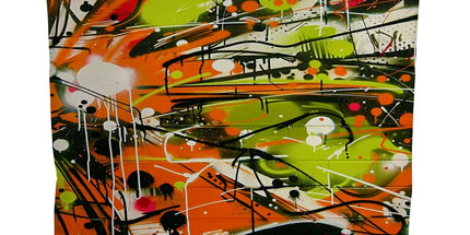 Neon Splatter Symphony: Urban Graffiti Art Canvas Tote Bag by Prodigi