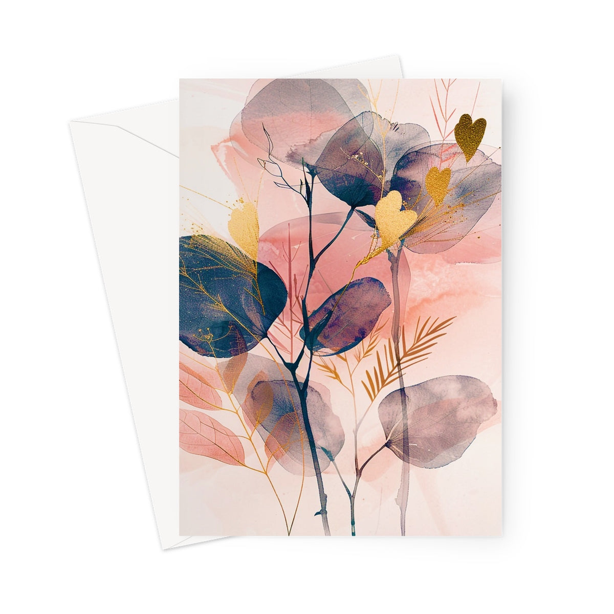 Peachy Blue Golden Flora Escape  Greeting Card - D'Sare