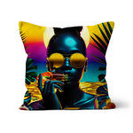 Tropical Sunset Dreams : Neon Vibes  Cushion