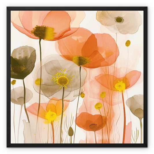 Poppy Echoes Golden Peach Escape 06 Eclectic Art Framed Canvas - D'Sare