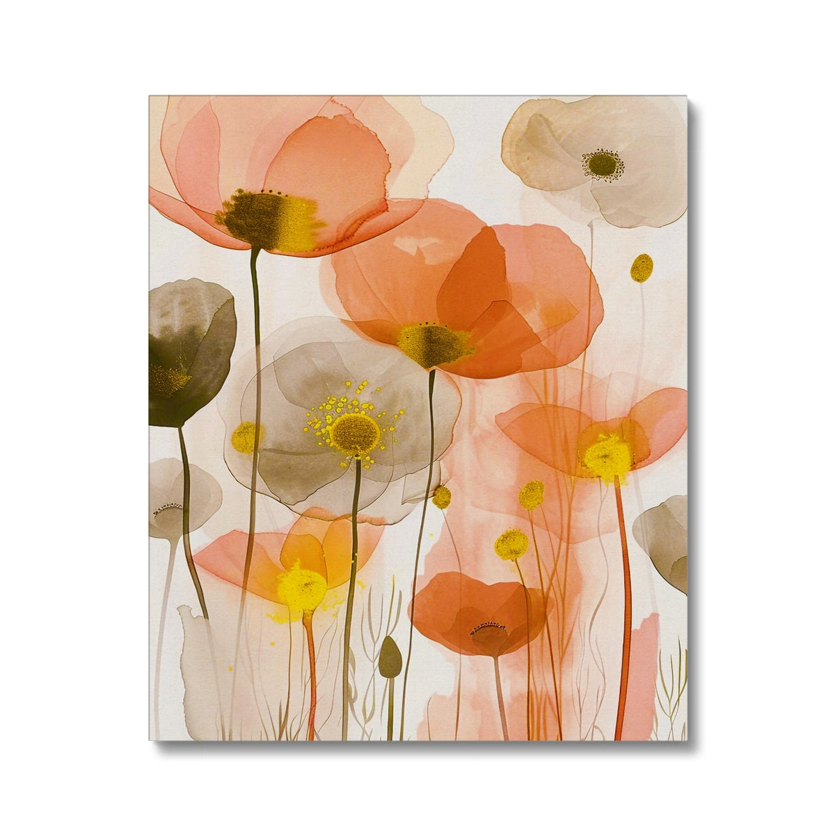 Poppy Echoes Golden Peach Escape 06 Eclectic Art Canvas - D'Sare