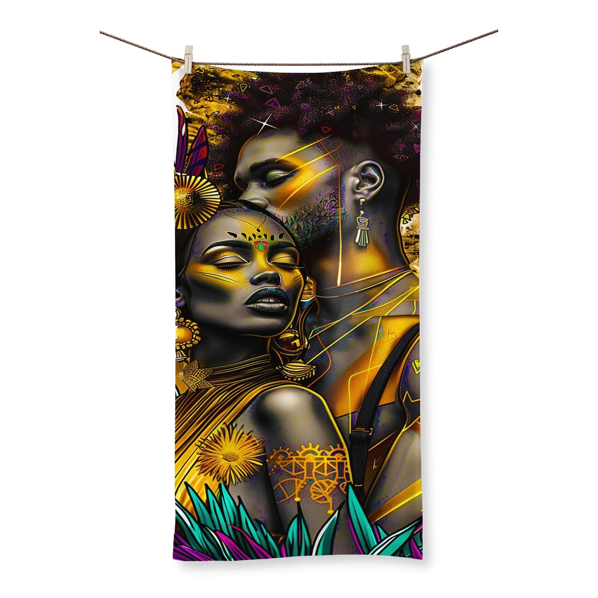 Golden Embrace Majestic Love Waterfall Towel - D'Sare