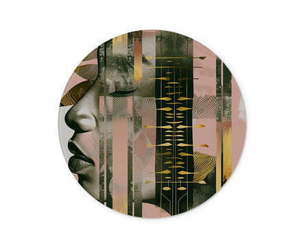 Echoes of Life: Afrocentric Meditation Peach and Gold Abstract Art Eclectic  Glass Chopping Board