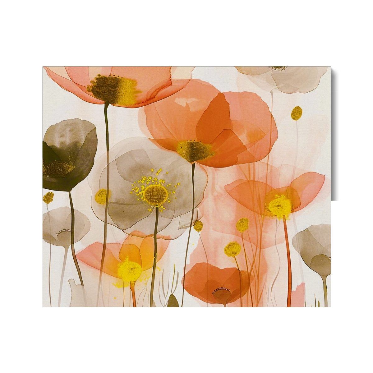 Poppy Echoes Golden Peach Escape 06 Eclectic Art Canvas - D'Sare