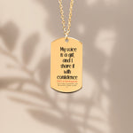 Affirming Her Voice - "My Voice is a Gift" Affirmation Army Tag Necklace