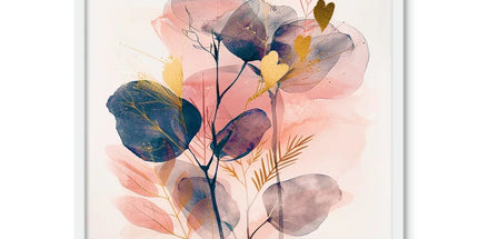 Peachy Blue Golden Flora Escape Framed Photo Tile by Prodigi