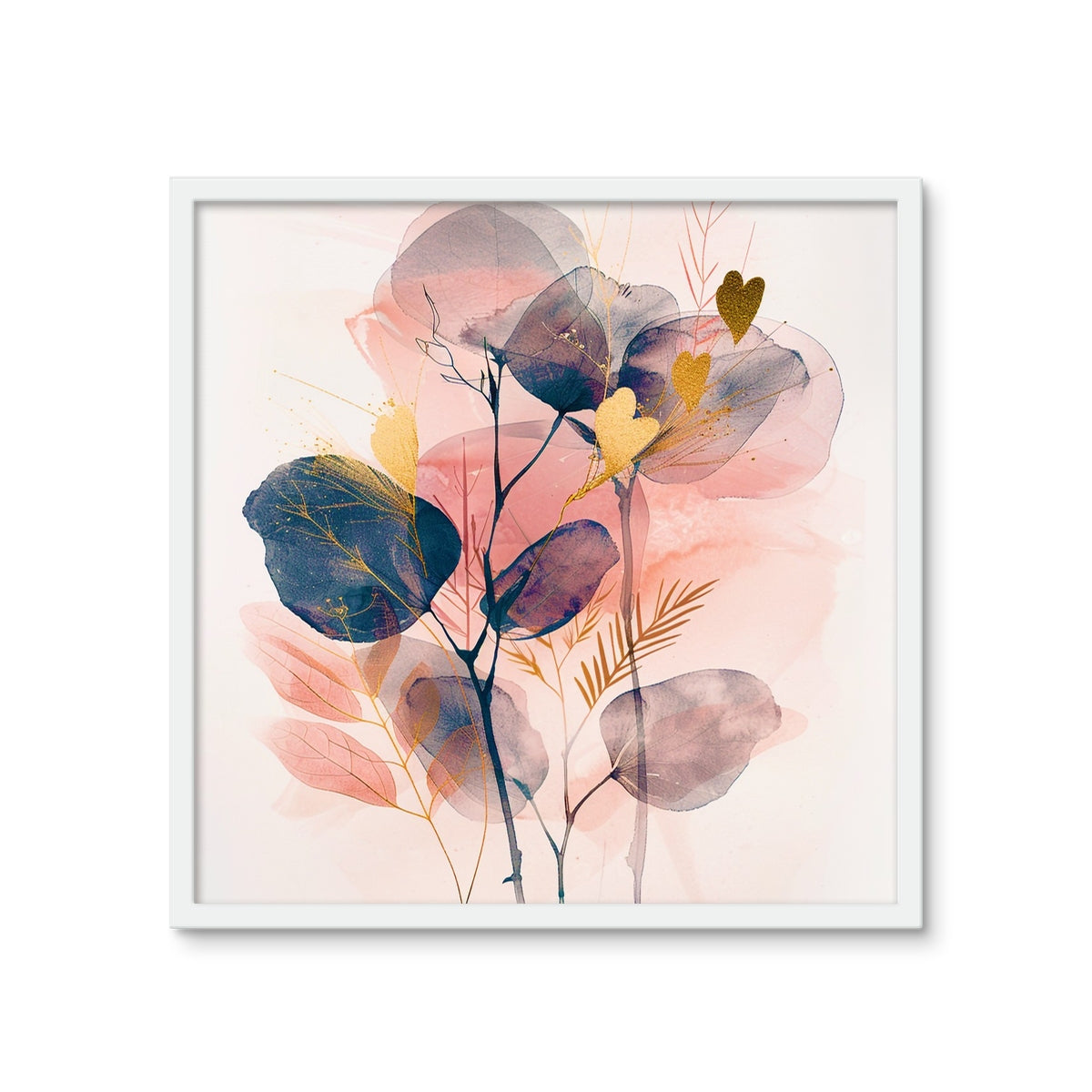 Peachy Blue Golden Flora Escape  Framed Photo Tile - D'Sare