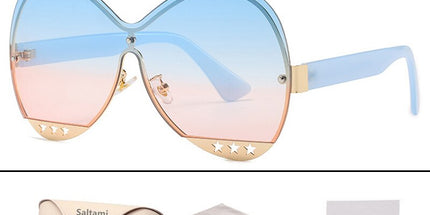 Gradual Color Runway Sunglasses Female Fashion Hollowed Out Five-Star Metal Trend Sunglasses