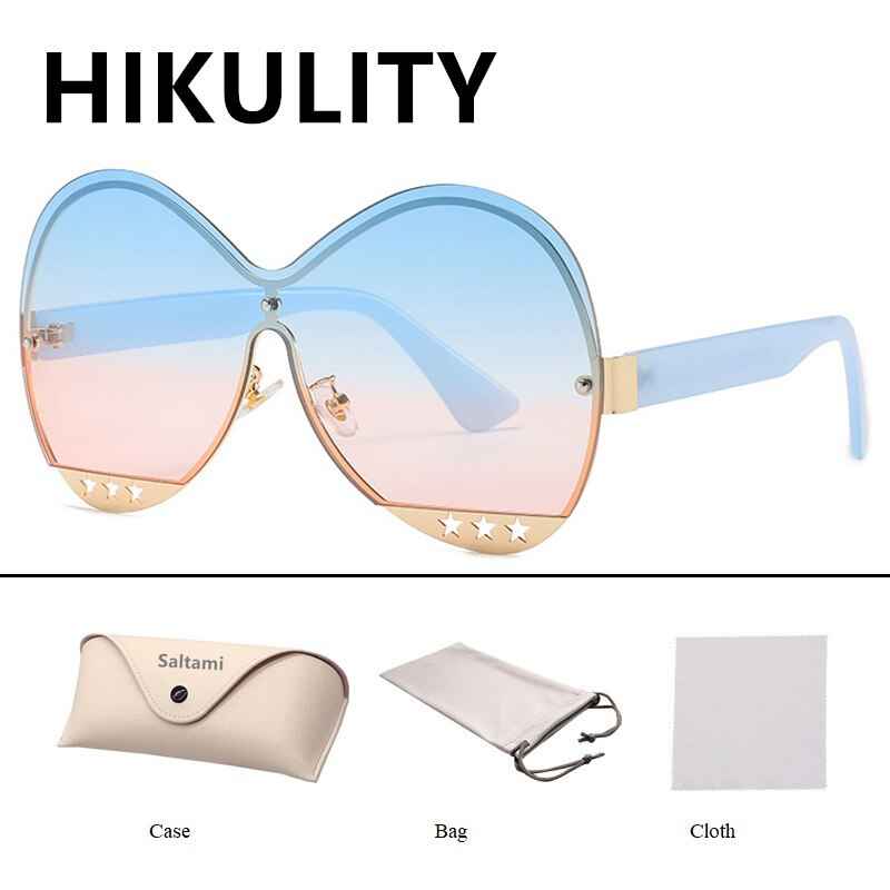 Gradual Color Runway Sunglasses Female Fashion Hollowed Out Five-Star Metal Trend Sunglasses by eprolo