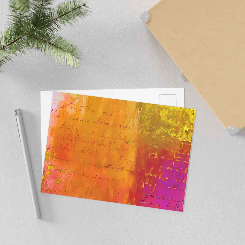 Fine Art Postcards — Warm Amber Serenade Eclectic Art Set