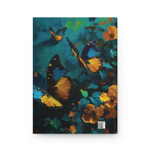 Blue and Mustard Butterflies Hardcover Journal Matte by Printify