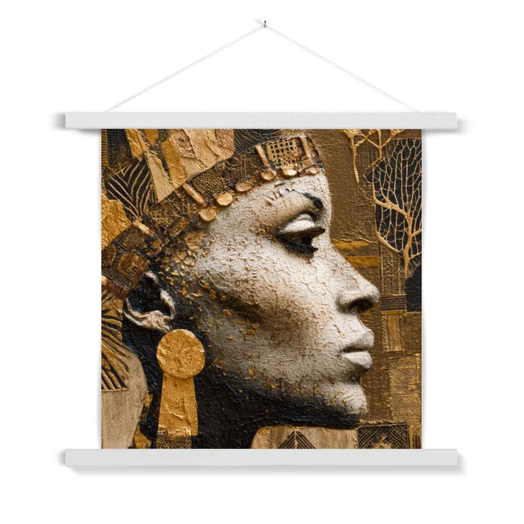 Afrocentric Golden Empress Fine Art Print Ready To Hang With Wooden Hanger