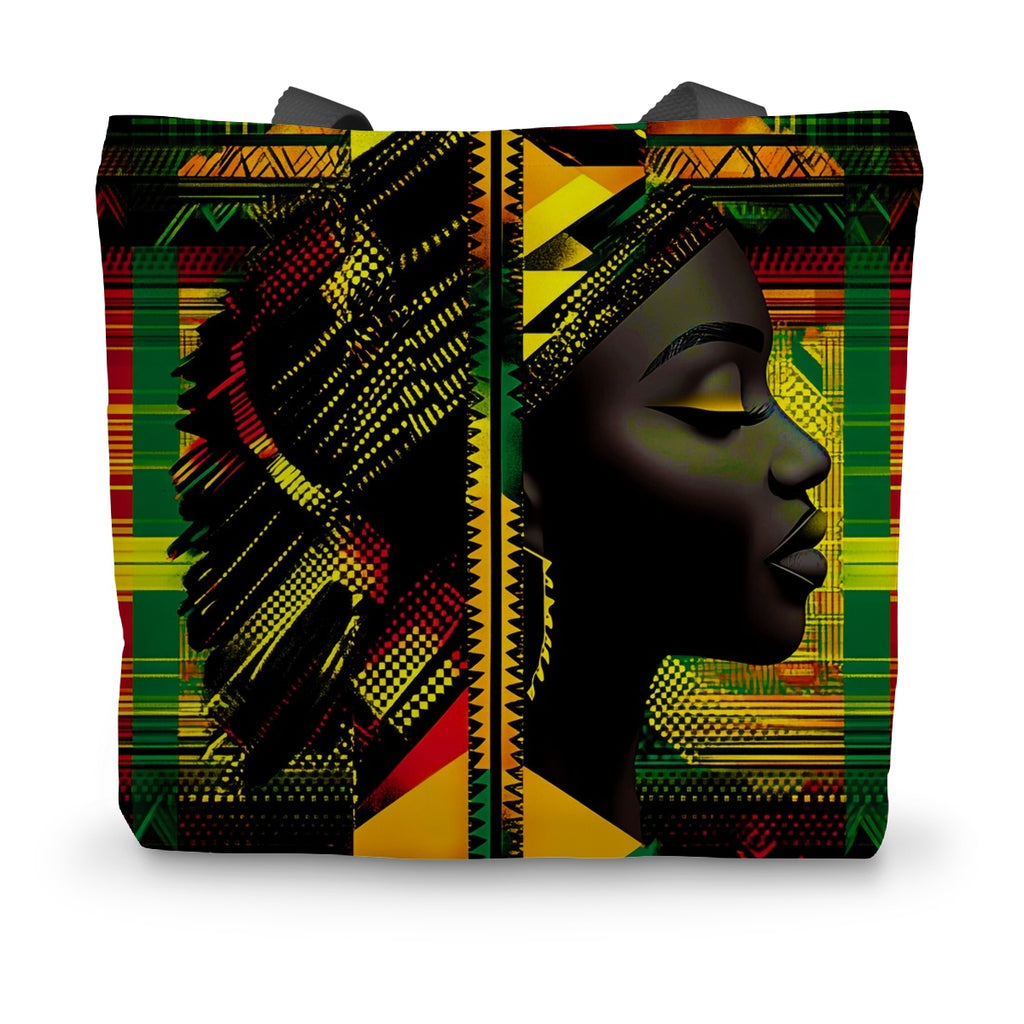 Abstract Red and Green Black Queen Fusion Canvas Tote Bag