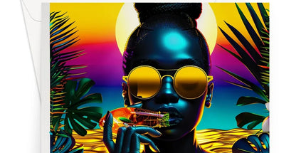 Tropical Sunset Dreams : Neon Vibes Greeting Card by Prodigi