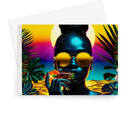 Tropical Sunset Dreams : Neon Vibes  Greeting Card - D'Sare