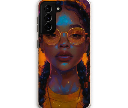 Solar Flare Radiant Soul  Beautiful Black Girl  Eco Phone Case - D'Sare