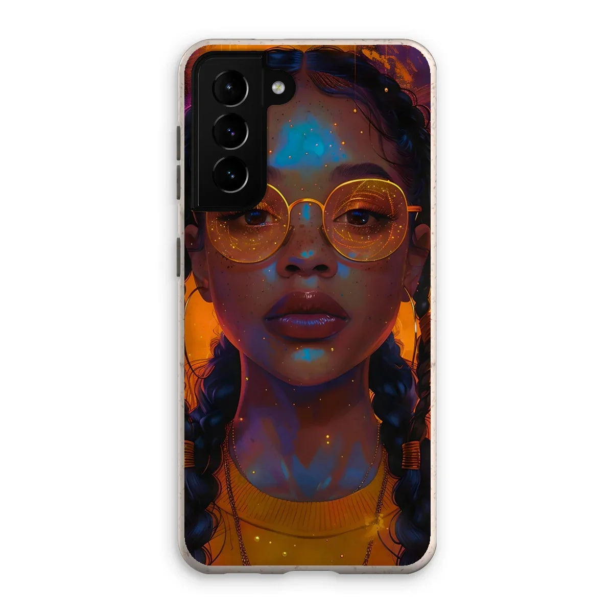 Solar Flare Radiant Soul  Beautiful Black Girl  Eco Phone Case - D'Sare