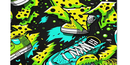 Electric Kicks Art: Urban Pop Art Explosion, Graffiti Glass Chopping Board by Prodigi
